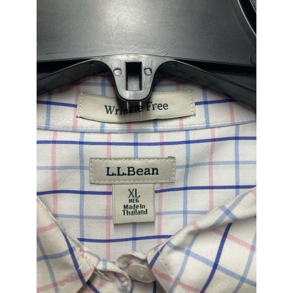 L.L. Bean Top Women Sz XL White Pink Blue Plaid Wrinkle Free Work Gender Reveal - Picture 4 of 7